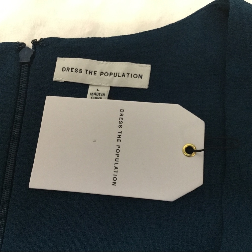 Dress the Population Blue Sheath Midi Dress Sweetheart Neckline - Picture 8 of 14